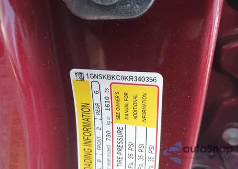 2019 Chevrolet Tahoe Lt z USA, uszkodzony, nr VIN 1GNSKBKC0KR340356